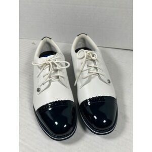 G/FORE CapToe Gallivanter Womens GolfShoes WhiteNavy Leather G4LS20EF04 Size 8.5